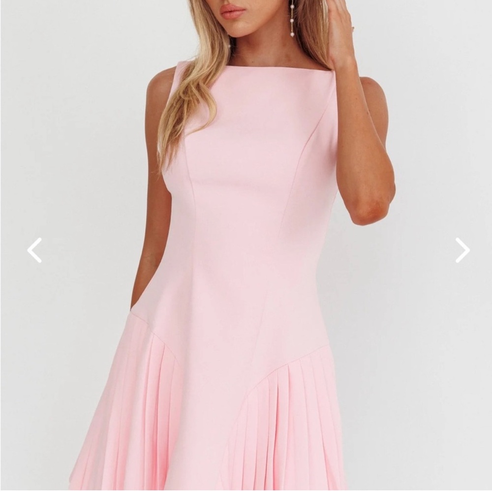 Pink Pleated Mini Dress
